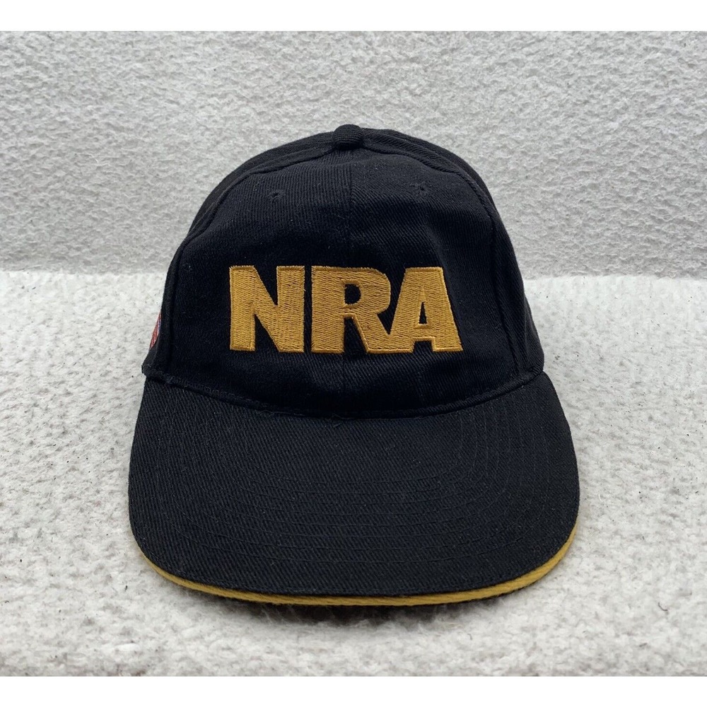NRA Pinwale Corduroy Baseball‎ Hat Mens Hook Loop OSFM Black USA Flag Rifles Dad